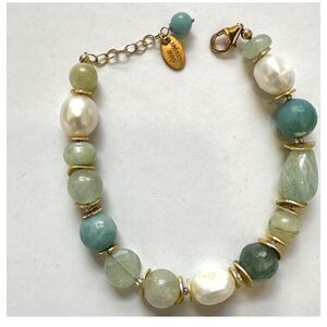 Anne Vaughan pearl aventurine gold filled  bracelet